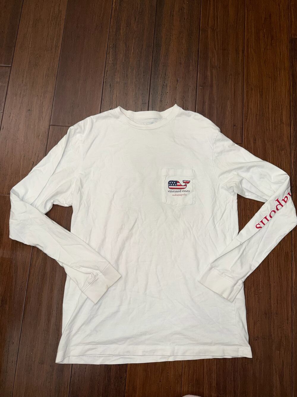 Vineyard Vines Indianapolis Flag Whale Long-Sleeve Pocket Tee Shirt Small